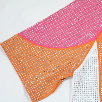 Sparkling Plus Size Rhinestone Mini Dress, Loose Fit, Contrast Color Accents