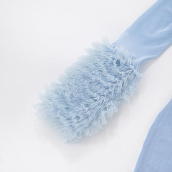 Slight Stretch See-Through Mesh Hollow Out Bodycon Mini Dress with Feather Cuffs