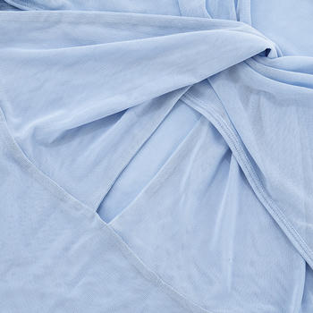 Slight Stretch See-Through Mesh Hollow Out Bodycon Mini Dress with Feather Cuffs