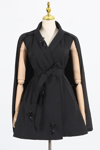 Elegant Sequined Belted Cape Waist Mini Dress for Dazzling Party Style