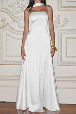 Elegant Non-Stretch Tube Maxi Dress with Scarf - Versatile Solid Colors