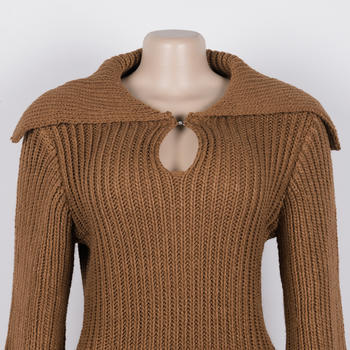 Comfortable Plus Size Stretch Knit Mini Dress with Lantern Sleeves