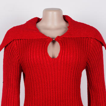 Comfortable Plus Size Stretch Knit Mini Dress with Lantern Sleeves