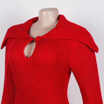 Comfortable Plus Size Stretch Knit Mini Dress with Lantern Sleeves