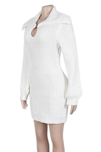 Comfortable Plus Size Stretch Knit Mini Dress with Lantern Sleeves