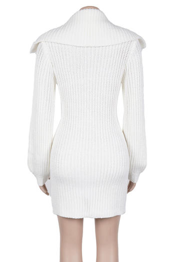 Comfortable Plus Size Stretch Knit Mini Dress with Lantern Sleeves