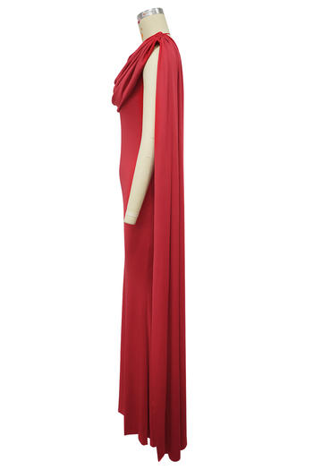 Elegant Plus-Size Pleated Backless Maxi Dress - Solid Color Stretch Fabric
