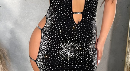Dare to Dazzle Rhinestone Cut-Out Mini Dress