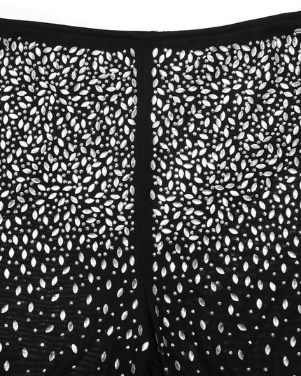 Photo Op Sheer Rhinestone Crop Top and Pants Set