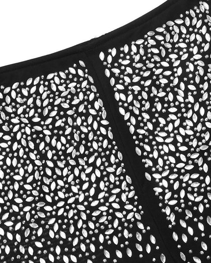 Photo Op Sheer Rhinestone Crop Top and Pants Set