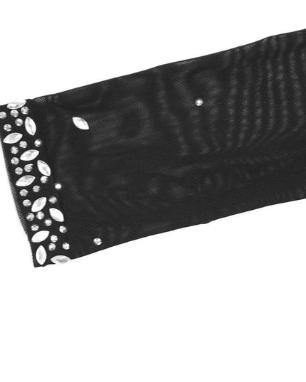 Photo Op Sheer Rhinestone Crop Top and Pants Set