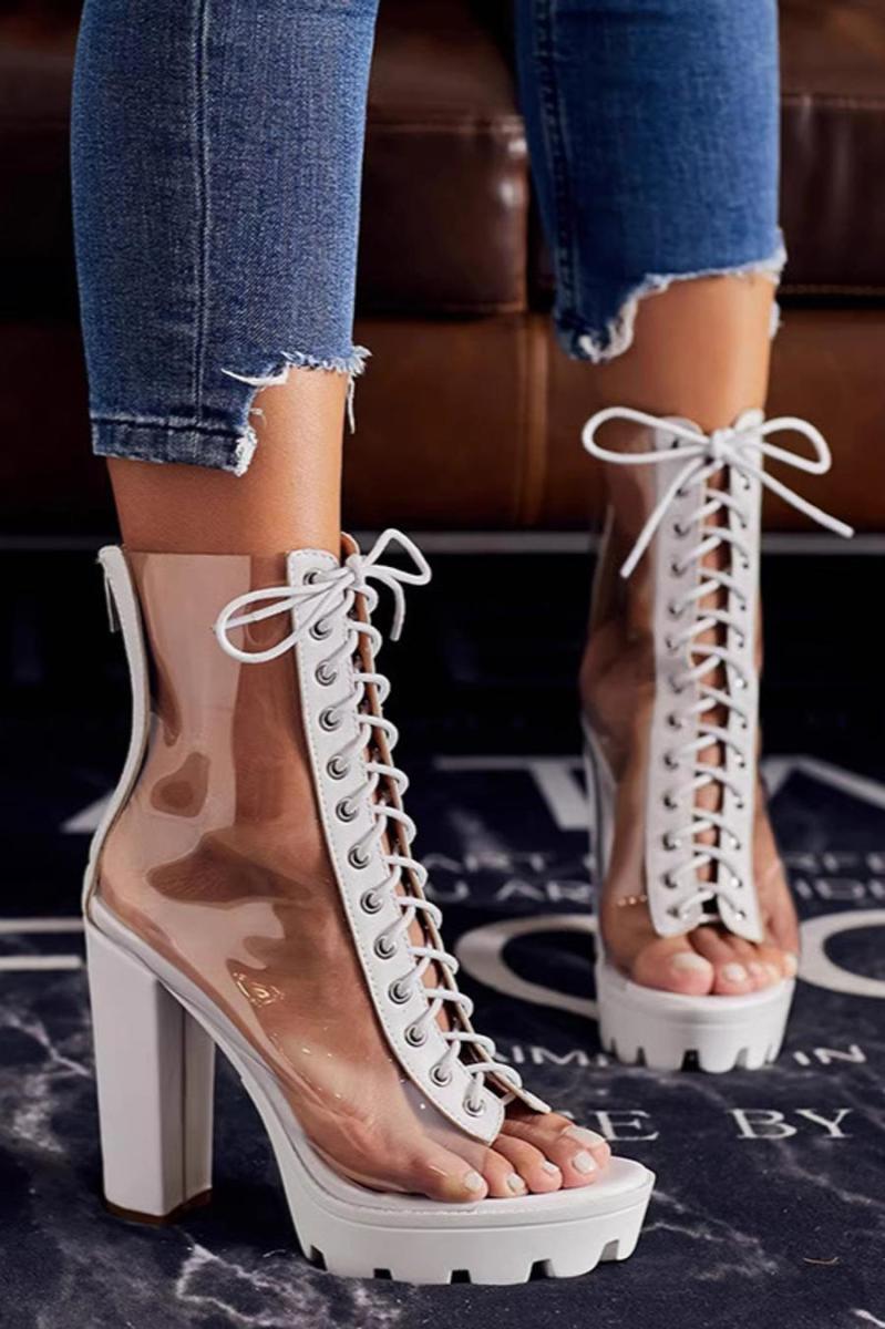 Clear Lace Up Ankle Boots