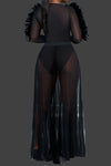 Sheer Bodysuit Maxi Skirt Set-Blazing Beauty