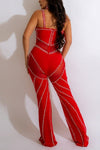 Stylish Rhinestone Deep V-Neck Plus Size Jumpsuit