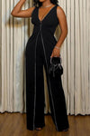 Sophisticated Black Jumpsuit With Beaded Detailing