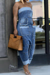 Tube Top Pocket Denim Jumpsuit