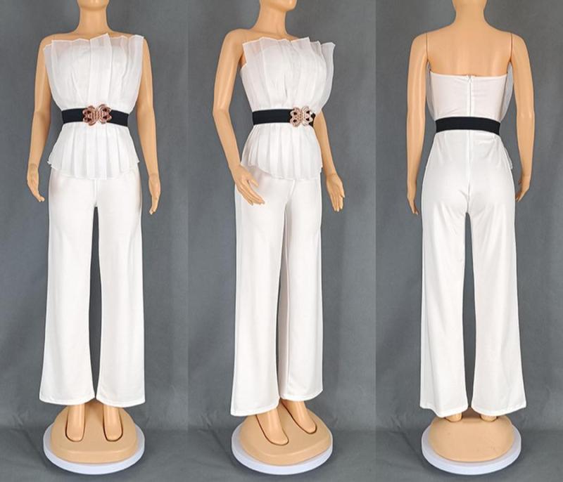 Fan Out Tube Top Belted Jumpsuit