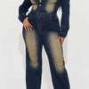 Faded Love Belted Denim Jumpsuit