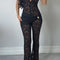 Sexy Slight Stretch See Through Lace Stitching Sleeveless Jumpsuit
