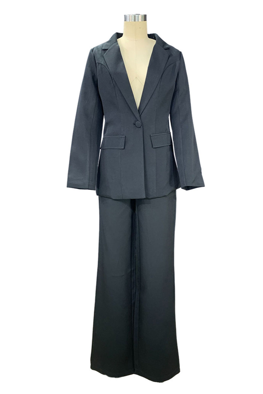 Deep V Neck Wide Leg Pant Suit