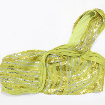 Stylish Plus Size Mesh Sequins Tank Top and Maxi Skirt Set