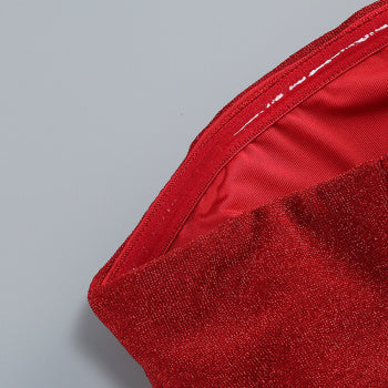 Elegant Slight Stretch Tube Top 3D Flower Maxi Skirt Set