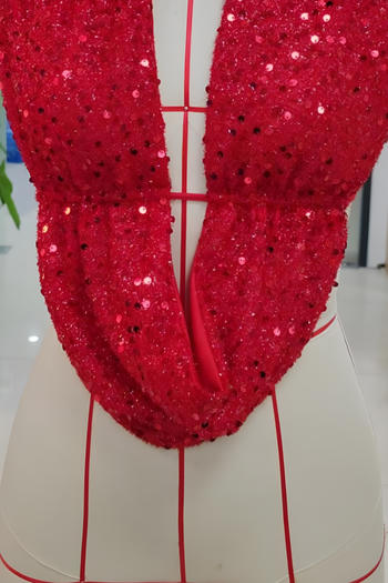 Sparkling Halter Neck Vest & Maxi Skirt Set: Dazzling Sequin Decor, Slight Stretch