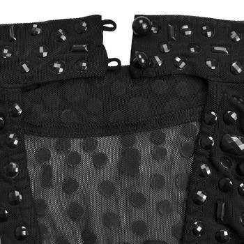 Plus Size Dazzling Rhinestone Mesh Crop Top & Slit Maxi Skirt Set