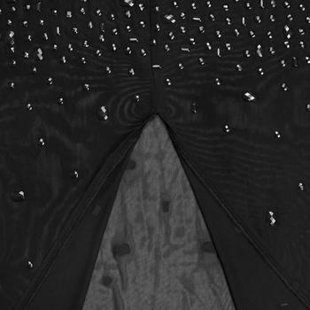 Plus Size Dazzling Rhinestone Mesh Crop Top & Slit Maxi Skirt Set