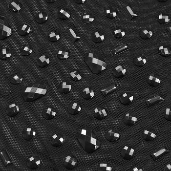 Plus Size Dazzling Rhinestone Mesh Crop Top & Slit Maxi Skirt Set