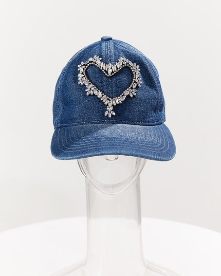 Rhinestone Heart Denim Baseball Cap