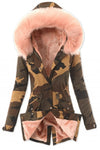 Hooded Camo Velvet Lined Parka