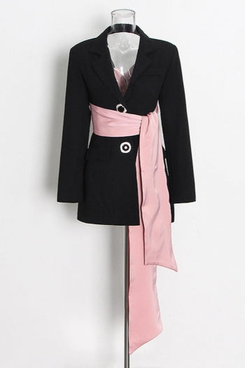 Non-stretch Colorblock Backless Blazer