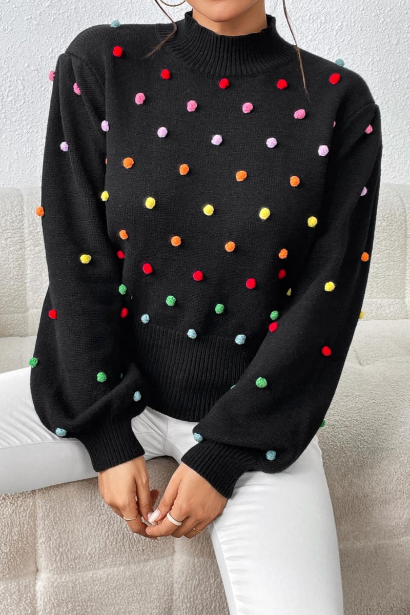 Colorful Dots Embellished Sweater