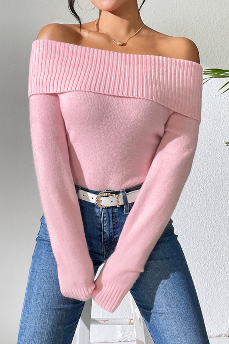 Off Shoulder Long Sleeve Sweater