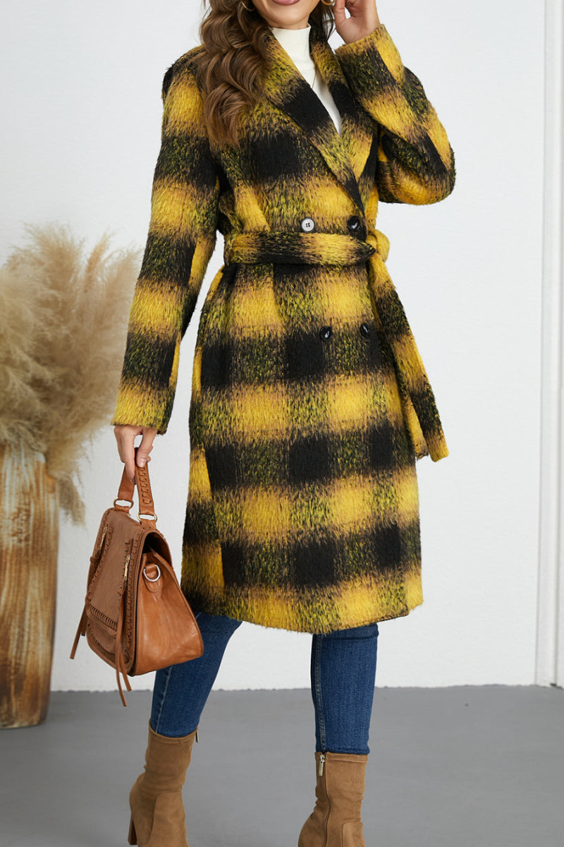 Double Breasted Belted Coat With Lining