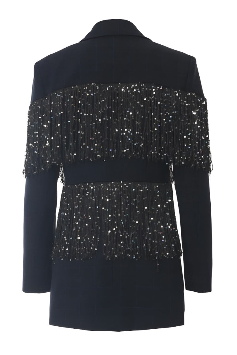 Only One Way Tassel Sequin Blazer