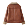 Berber Fleece Lined PU Leather Jacket