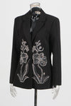 Flower Rhinestone Studded Single Breasted Blazer