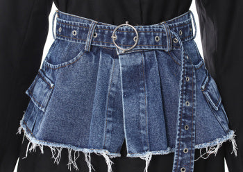 Denim Waistband Blazer: Casual Non-Stretch Suit Collar Jacket