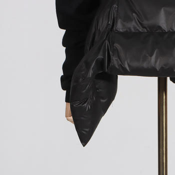 Women's Chic V-Neck Lace-Up Puffer Jacket: Stylish Warm Non-Stretch Outerwear