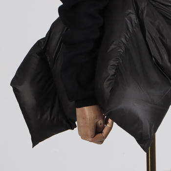 Women's Chic V-Neck Lace-Up Puffer Jacket: Stylish Warm Non-Stretch Outerwear