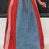 Drawstring Denim Maxi Skirt