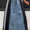 Drawstring Denim Maxi Skirt