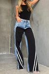 Contrast Color Wide-Leg Pants