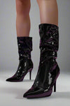 Patent Leather Mid Calf Boots-Blazing Beauty