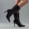 Patent Leather Mid Calf Boots-Blazing Beauty