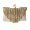 Rhinestone Tassels Decor Lock Buckle Handle Clutch Bag