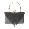 Rhinestone Tassels Decor Lock Buckle Handle Clutch Bag