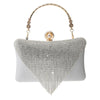 Rhinestone Tassels Decor Lock Buckle Handle Clutch Bag